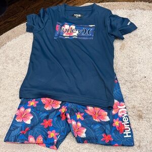 Hurley Kids Navy and Floral bathing suit Set